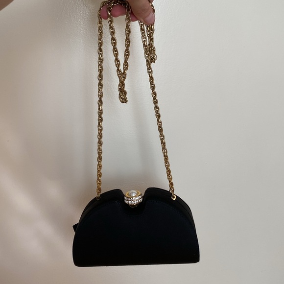 Vintage Black Rodo Italy Silk Bag Clutch Evening Bag - Picture 6 of 12